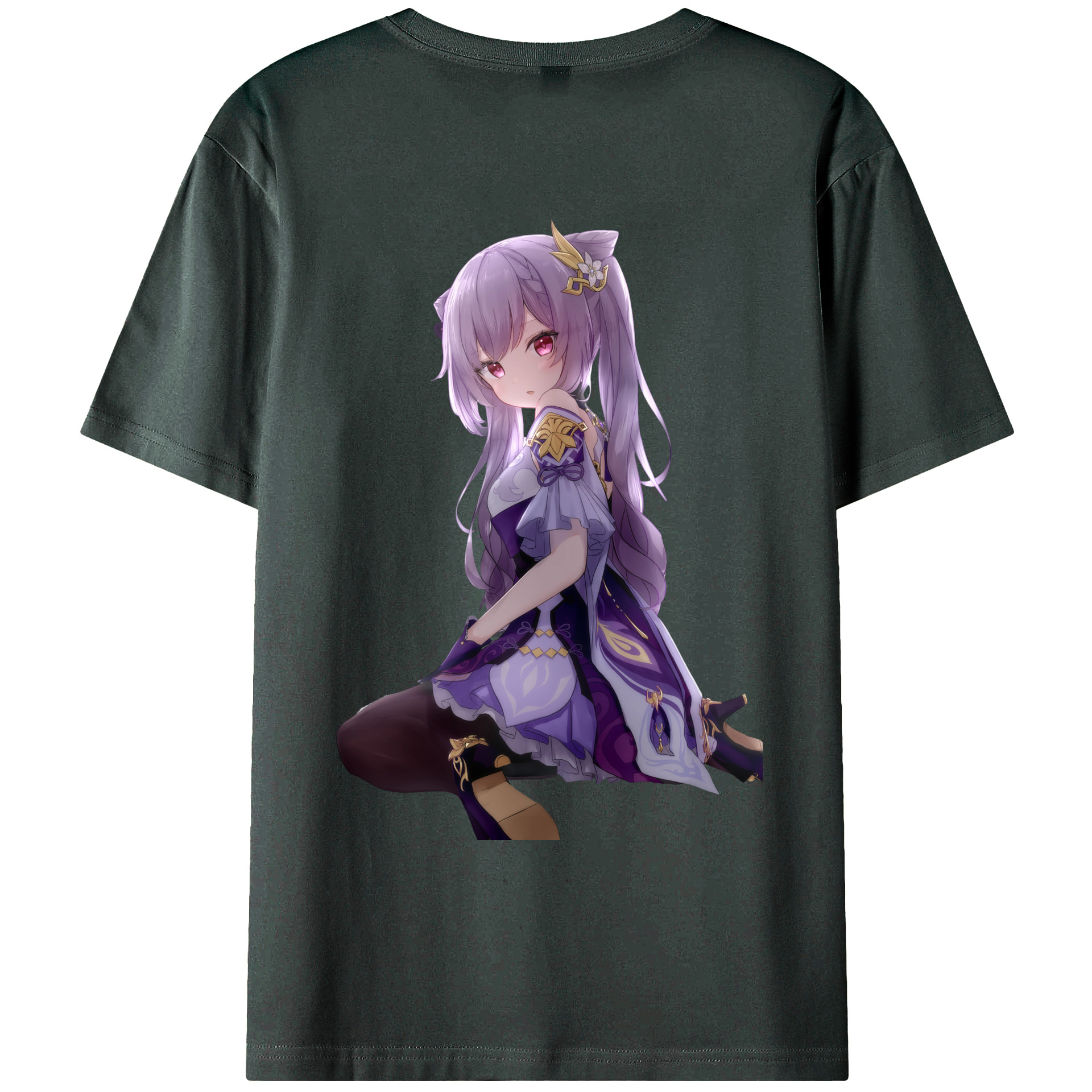 げんし神 刻晴 こくせい genshin Kokusei 綿100％ メンズ半袖Tシャツ（バックプリント） 通気性
